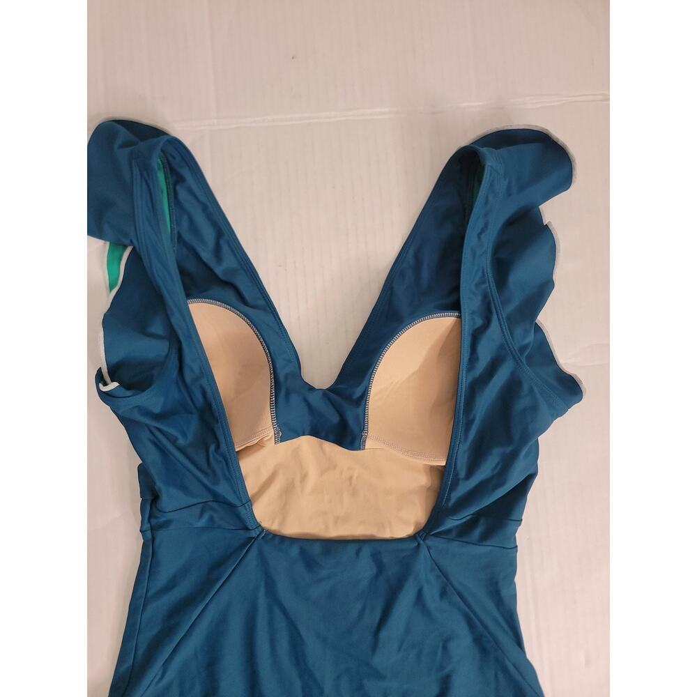 Summersalt The Ruffle Backflip One Piece Swimsuit Size 10 Blue Green - Picture 11 of 12
